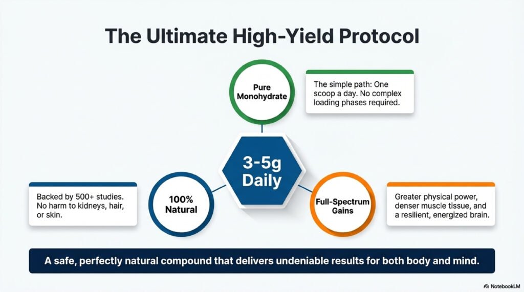 What is Creatine? The Ultimate Guide to the World’s Most Researched Supplement №1 13 Creatine is a natural, safe, and simple way to support both your body and your mind. Just 3–5 grams of monohydrate a day is all it takes to unlock these benefits.